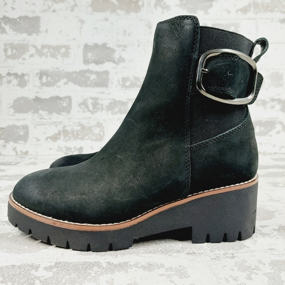 New Blondo Dahlia Black Nubuck Waterproof Motorcycle Booties K347